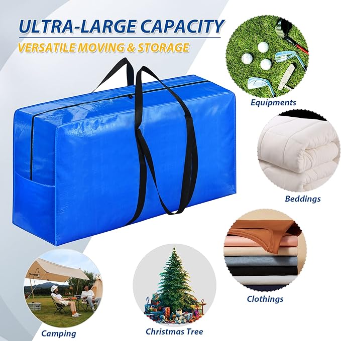 194 Gallon Extra Large Storage Bags, Zippered Outdoor Cushion Furniture Storage Bag with Handles,Jumbo Large Moving Bags Heavy Duty, Storage Totes Moving Boxes Supplies, 68x30x22 inch - 1PACK