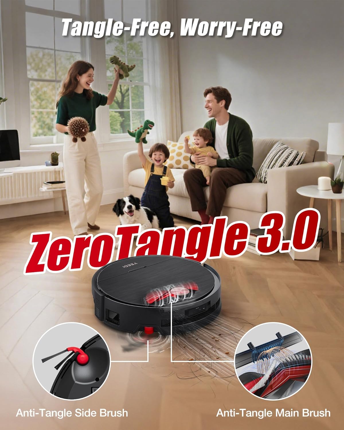 Yeedi S16 Plus Robot Vacuum & Mop with Automatic Omni Station, Blast 16,600Pa Suction, OZMO Roller Self-Wash Mopping, ZeroTangle 3.0, Triple Lift Floor Lift, AI-Powered Navigation and Mapping