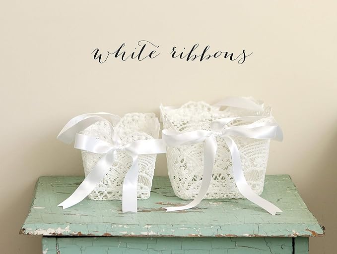 ITIsparkle 1/4" Inch Double Faced Satin Ribbon 50 Yards-Roll Set for Gift Wrapping Scrap Books Party Favor Hair Braids Baby Shower Decoration Floral Arrangement Craft Supplies, White Ribbon