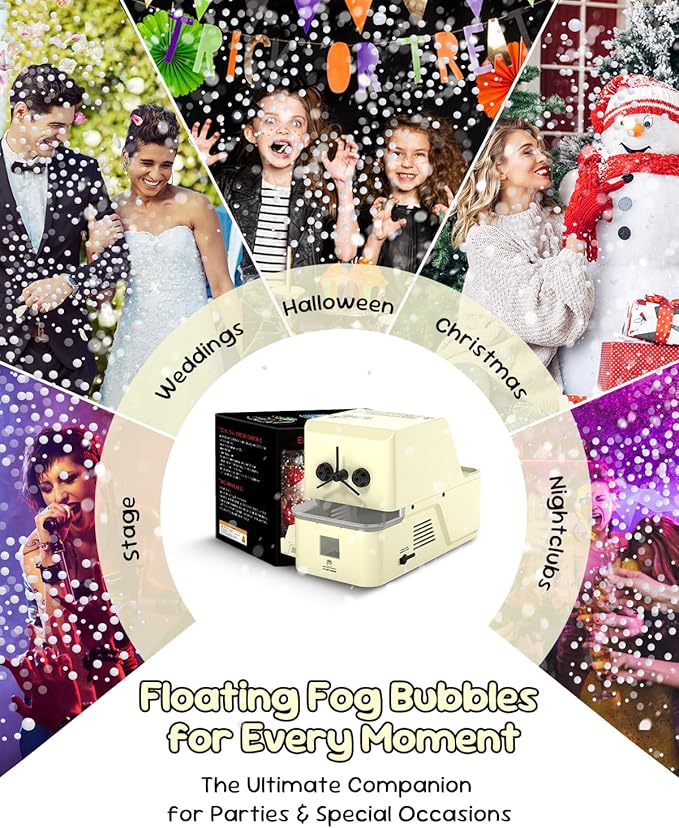 450W Fog Bubble Machine - Wireless Remote, High Output Tiny Fog Bubbles, Snow-Like Effect, Quieter Than Classic Snow Machines, Ideal for Outdoors Christmas Wedding Kids Party Stage