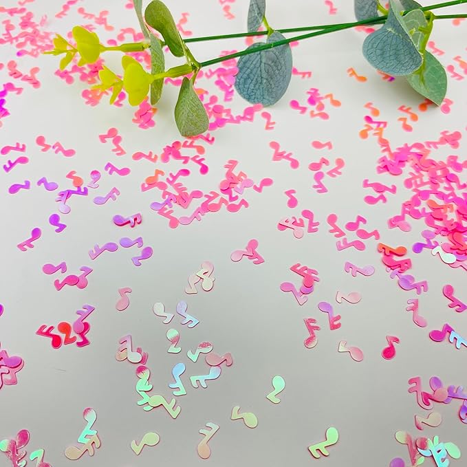 3000Pcs Music Confetti PVC Music Note Musical Confetti for Music Party Recital Reception Baby Shower Wedding and Birthday Party Decoration (Pink)