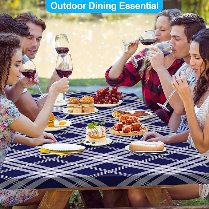 Picnic Table Cover with Bench Covers Portable Table Cloth Built-in Storage Pocket Picnic Table Covers With Elastic Waterproof Camping Essentials for RV Camping