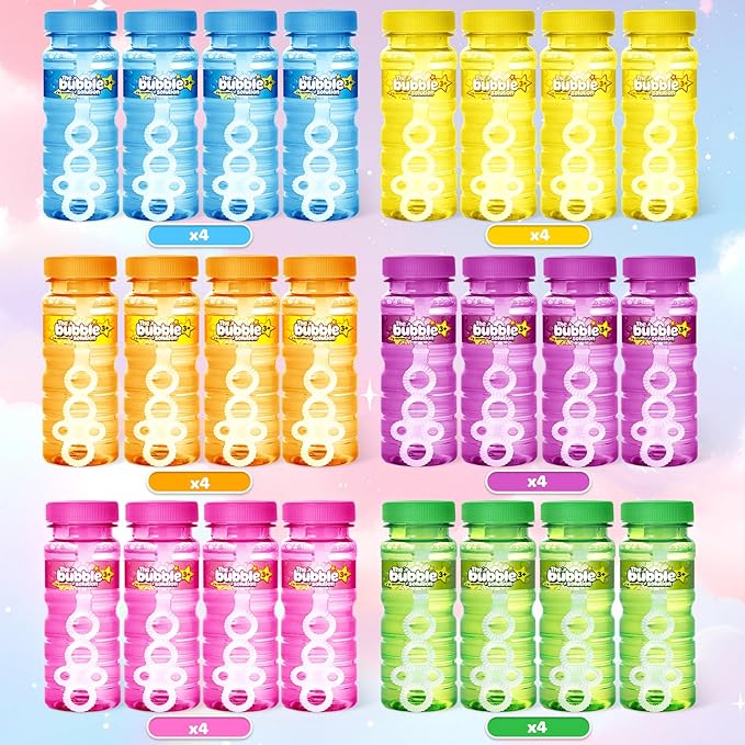 AuroTops 24 PCS Bubble Bottles with Wand Assortment for Kids,Bubble Solution Summer Toys for Kids Bubbles Party Favors,Birthday Party Supplies,Blow Bubbles in Bulk,Indoor & Outdoor Activities,6 Colors