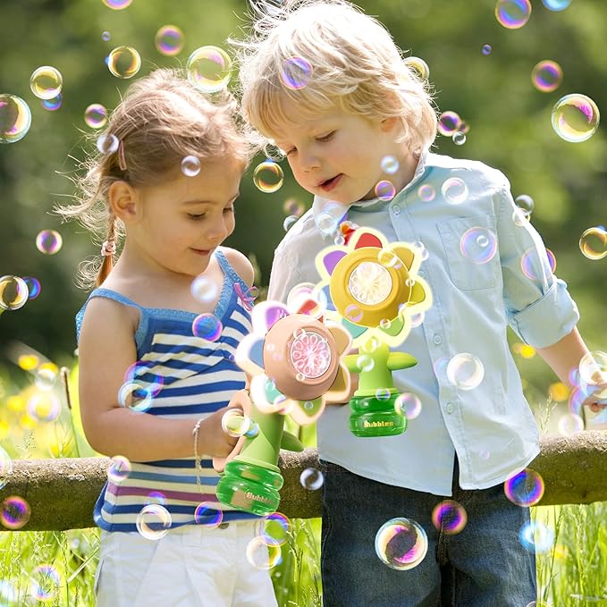 Sunflower Bubble Machine for Kids, Automatic Bubble Gun with Colorful Lights, Handheld Flower Bubble Toy for Toddlers, 25,000+ Bubbles, 3 Modes, Outdoor Bubble Blower, Easter, Wedding,Birthday Gift