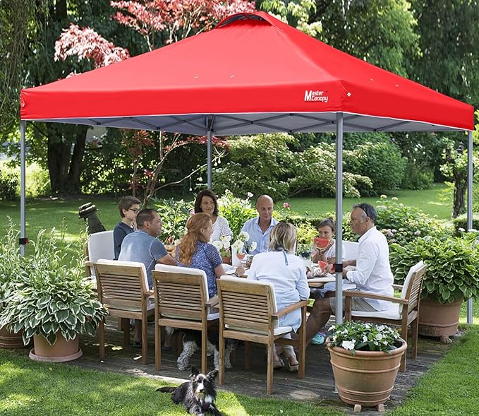MASTERCANOPY Pop-up Canopy Tent with Roller Bag (8x8, Red)