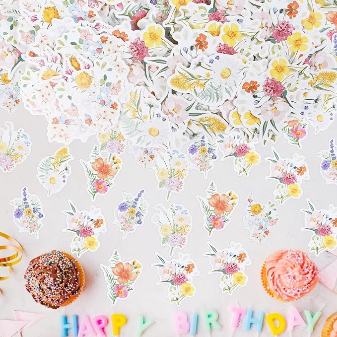 Rngmsi Wildflower Party Confetti - 240PCS Scatter Paper Table Decor for Baby Shower, Wedding, Bridal Shower - Floral Flowers Decoration Supplies