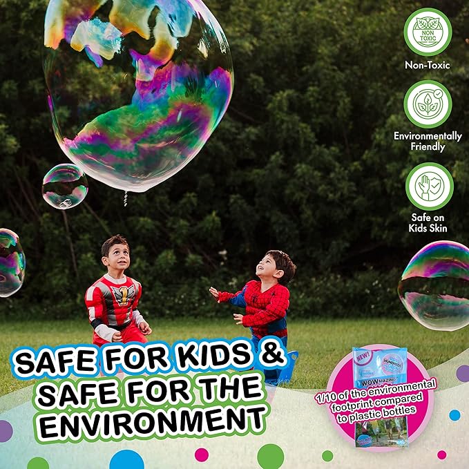 WOWMAZING Giant Bubble Kit – Family Pack (14-Piece Set) with Big Bubble Wand and Solution Concentrate (Makes 3 Gallons of Large Bubbles) | Best Value for Family Fun