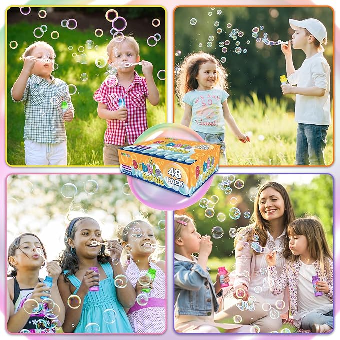 36 Pack Bubble Bottles with Wand in 6 Colors, Bulk Party Favors for Kids, Birthday, Christmas, New Year, Valentine, Carnival, School Classroom Prizes for Boys & Girls, Ideal Goodies Bags Stuffers