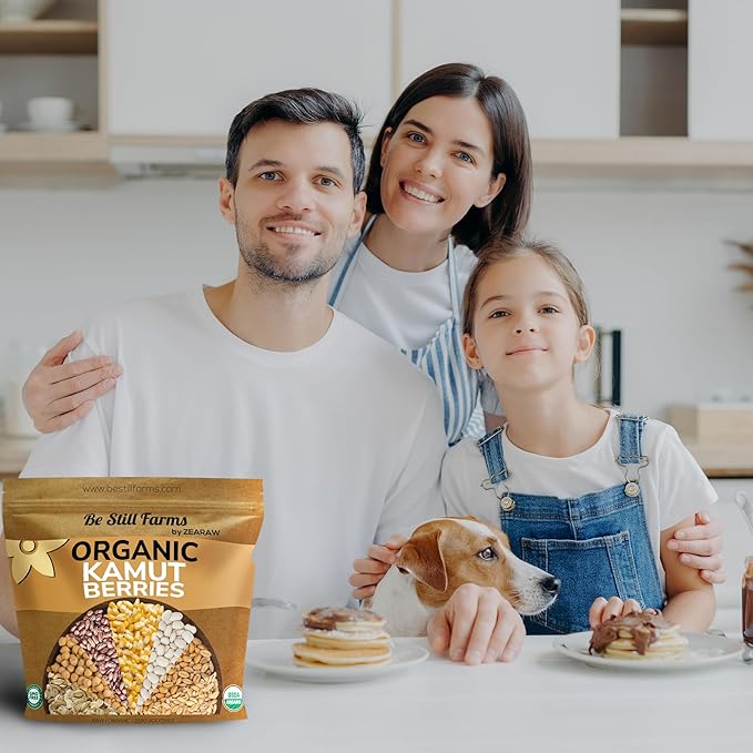 Be Still Farms Organic Kamut Wheat Berries Khorasan (4.8lb) - Ancient Whole Grain Bulk - Ideal for Flour, Pasta, Salads, Soups