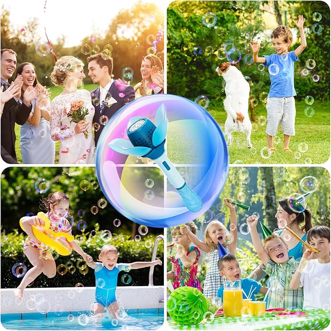 Panamalar Electric Bubble Wand for Kids, Automatic Bubble Machine 10000+ Bubbles Per Minute with Battery/Lights/120ml Solution, Light Up Flower Bubble Wand Bubble Toys for Summer Outdoor Party Wedding