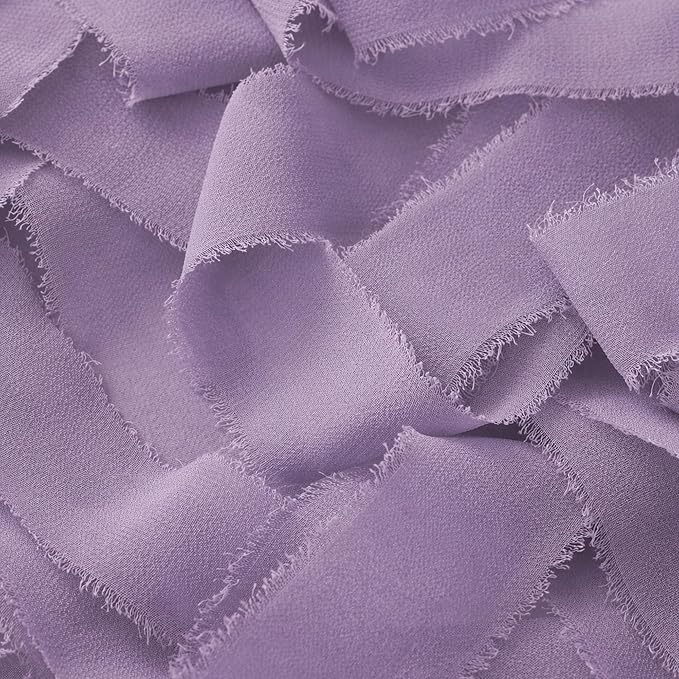 DORIS HOME Pastle Purple Chiffon Ribbon for Flower Bouquet, 2" x21Yd Fabric Ribbon for Gift Wrapping, Handmade Frayed Ribbon for Wedding/Christmas Decorations