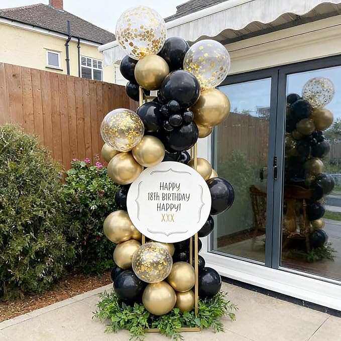 60pcs Black and Gold Confetti Balloons, 12 Inch Metallic Gold & Black Latex Party Balloons for Graduation 2026, Anniversary, Birthday, NYE, Christmas Party Decorations