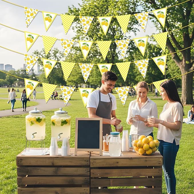 Lemonade Stand Party Decorations - 4PCS Fresh Lemonade Party Banner Supplies for Kids, Lemon Drink Bar Sign Garland Birthday Supplies Decor for Summer (No-DIY)