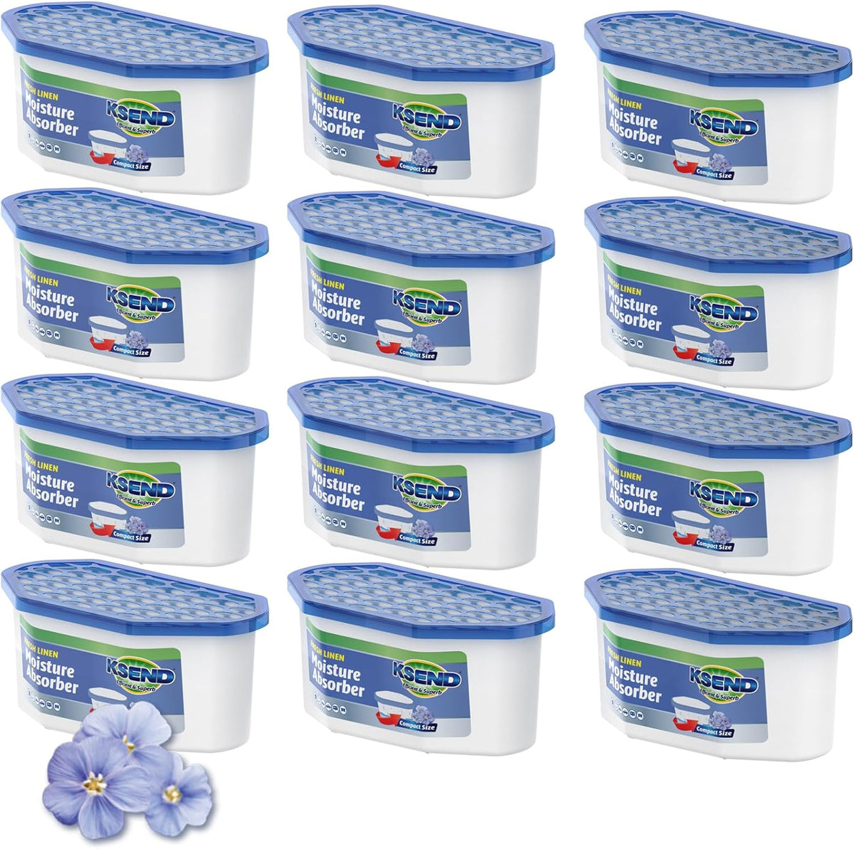 Moisture Absorbers, 12 Pack, Compact Dehumidifier for Closet, Efficient Humidity Absorber Boxes, Moisture Absorber for Closet, Odor Eliminator with Linen Fragrance, Dutch Blue, 6.4oz, 300ml