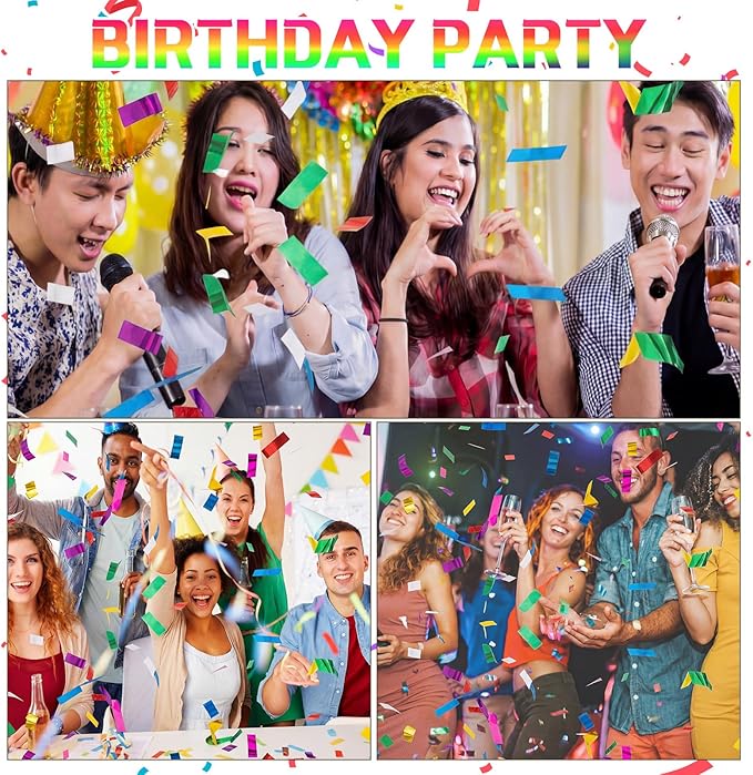 Sumind 1000 Grams Large Rainbow Metallic Confetti Multicolor Glitter Table Confetti Throwable Foil Party Decor for Wedding Birthday Gender Reveal Baby Shower Graduation Hanukkah Celebrations