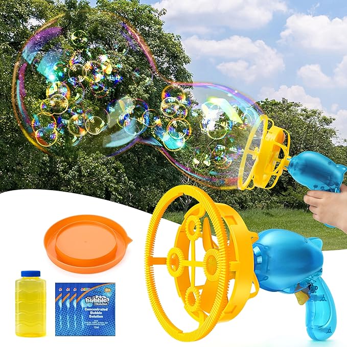 Sloosh Whale Bubble Gun with Refill Solution, Bubble Gun Machine Blower Toy for Kids, Adults, Party Favors, Summer, Easter Basket Stuffers, Birthday Gift