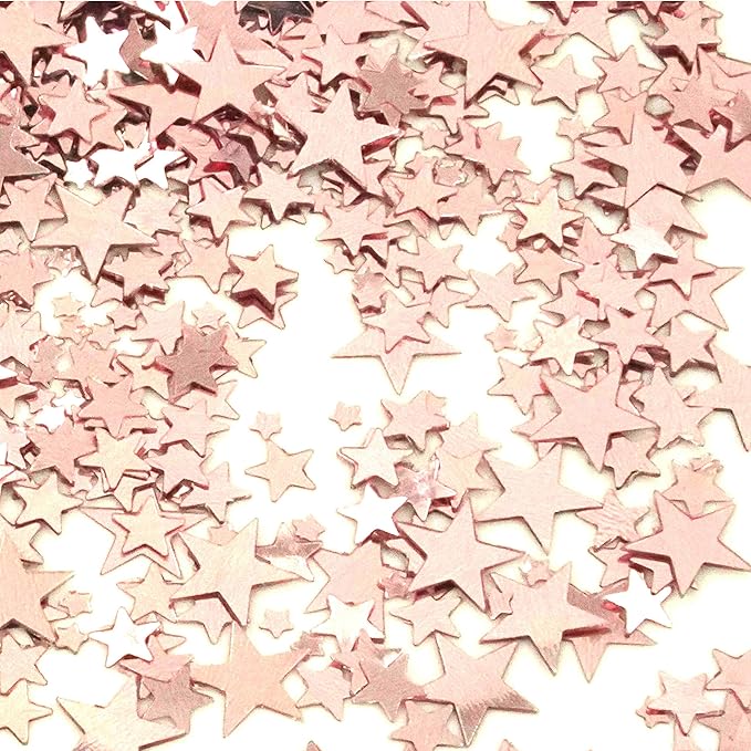 Rose Gold Party Twinkle Stars Table Confetti - Foil Metallic Sequins for Wedding, Bridal Shower, Bachelorette, Baby Shower, Birthday, Christmas Party Sprinkles Decorations, 60g
