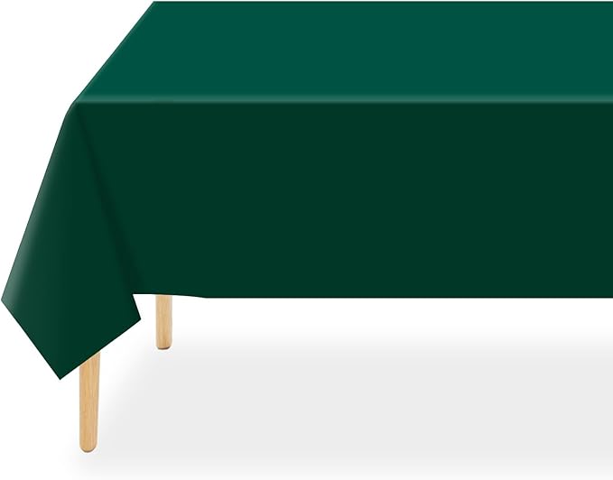QIKSION Dark Green Plastic Table Cloth Disposable 6 Pack, 54 x 108 Inch Tablecloths for Party, Christmas Decorations, Rectangle Table Cover