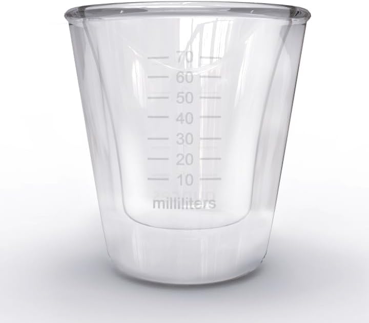Rattleware Double Wall Graduated Glass Espresso Shot Measuring Cup (3 Oz) - Premium Glass Construction for Precision and Stability