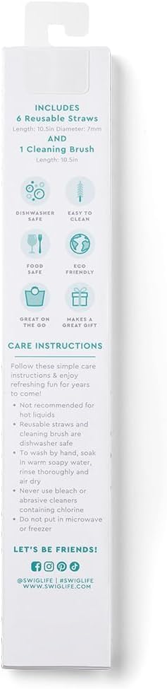 Swig Life Reusable Straw Set with Cleaning Brush, Bride to Be | Reusable Straw Set - Cleaning Brush Included - 14 Inch Long - Accessories for Cups &amp; Mugs
