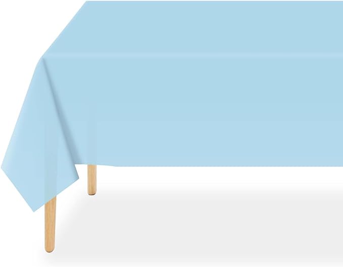 QIKSION Light Blue Plastic Table Cloth Disposable 6 Pack, 54 x 108 Inch Tablecloths for Baby Shower Birthday Party, Easter Decorations, Rectangle Table Cover