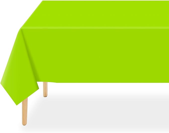 QIKSION Lime Green Plastic Table Cloth Disposable 2 Pack, 54 x 108 Inch Tablecloths for Party, Birthday, Halloween, Christmas Decorations, Rectangle Table Cover