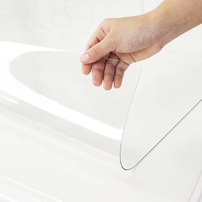 Warmstar Clear Table Cover Protector 48 x 80 Inch,1.5mm Thick Plastic Table Cover Rectangle,PVC Clear Table Protector,Desk Protector Mat for Kitchen, Dresser, Writing Desk，Dining Room Table