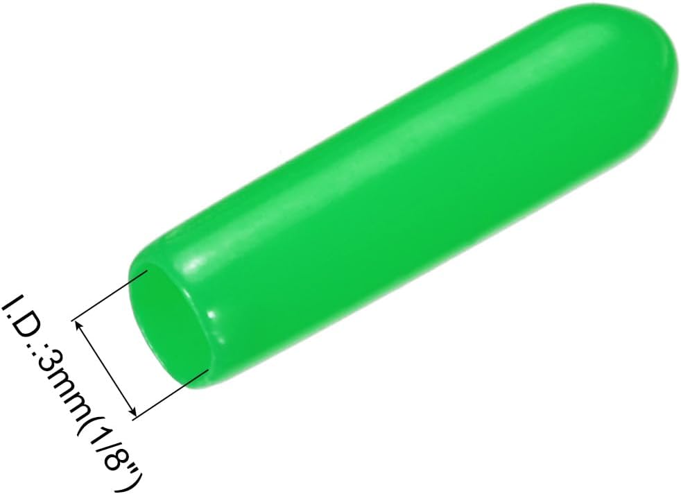 uxcell 20pcs Rubber End Caps 3mm(1/8") ID Vinyl PVC Round Tube Bolt Cap Cover Screw Thread Protectors Green