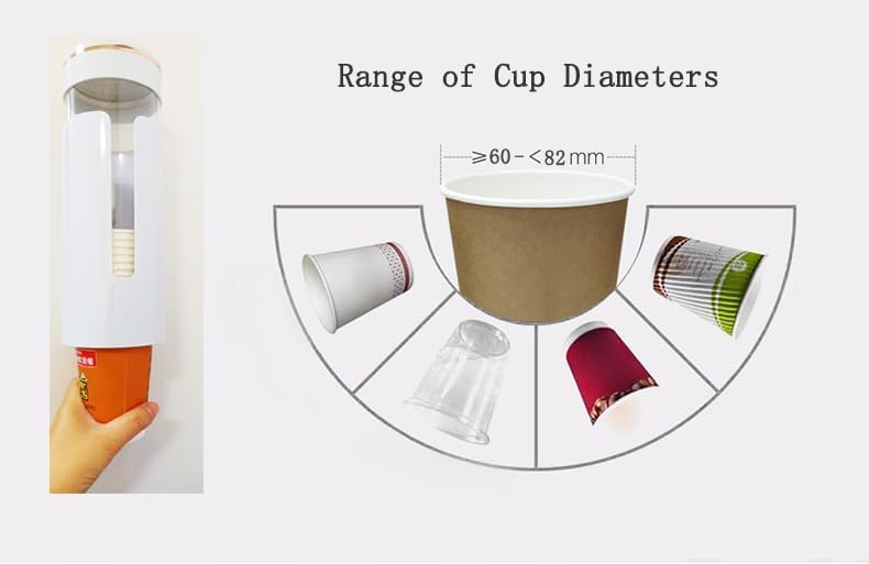 Coffee Machine or Water Dispenser Wall Mounted Disposable Cup Dispenser,fits 3 to 8 oz Paper or Plastic Cup Organizer