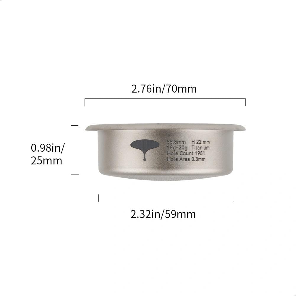 watchget 58mm Espresso Filter Basket, 18-20g Titanium Fliter Basket High-Speed and Precision Extraction Portafilter Basket Filter Fits Most 58mm