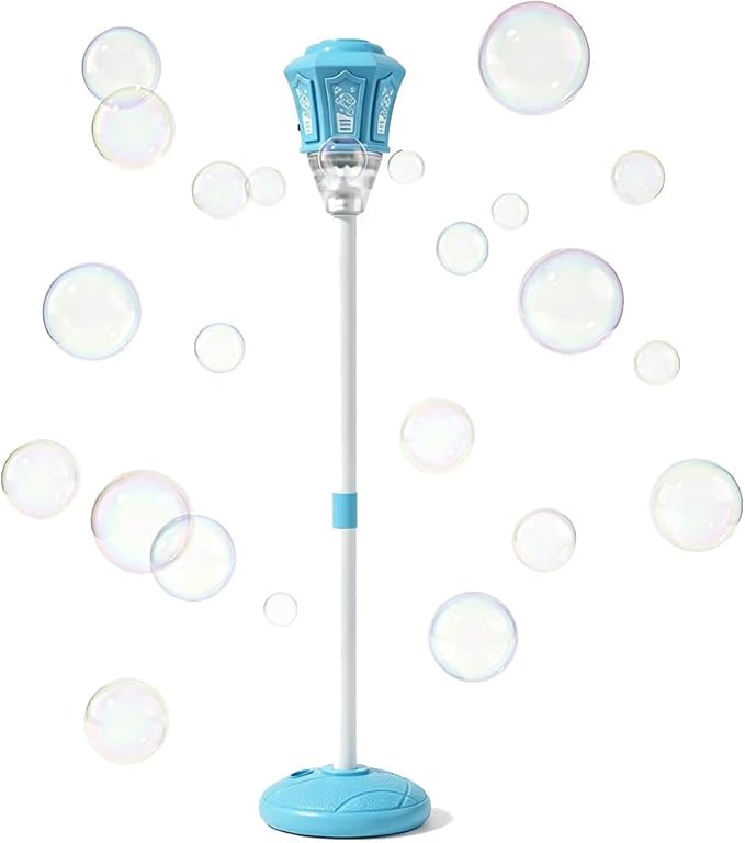Automatic Bubble Machine, 2026 New Rechargeable Standing Bubble Maker with Light Music, Adjustable Height Bubble Machine for Outdoor Party, Patio, Wedding, Birthday (Blue)