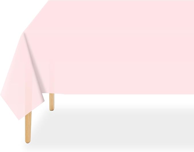 QIKSION Pink Plastic Table Cloth Disposable 3 Pack, 54 x 108 Inch Tablecloths for Valentines, Easter, Mothers Day Decorations, Baby Shower Birthday Party, Rectangle Table Cover