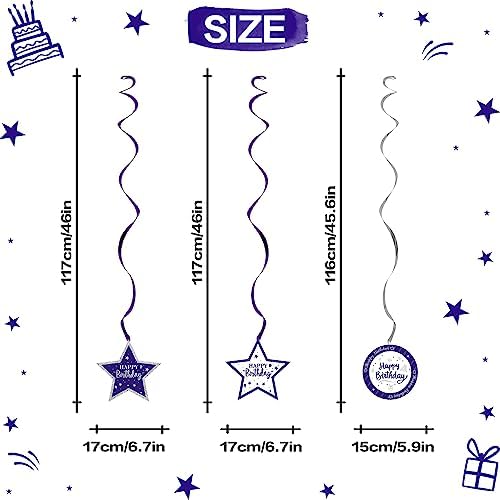 Happy 30th Birthday Purple & Silver Glitter Swirls Streamers Party Decorations - 15 Pcs 30th Birthday Hanging Swirls Streamers Kit,Cheers to Thirty Years Old Bday Party Sign.