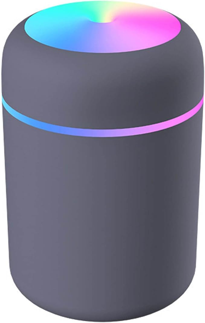 Cool Mist Humidifier, Portable Mini Humidifier with LED Night Light Single-Room Humidifiers 300ml USB Personal Desktop Humidifiers Quiet Mini Humidifiers for Bedroom Office Dark Gray