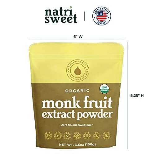 Monk Fruit Extract Sweetener, 3.5 oz, Pure USDA Organic with No Fillers Zero Calories, Zero Carbs, Keto & Paleo Friendly Sugar Substitute