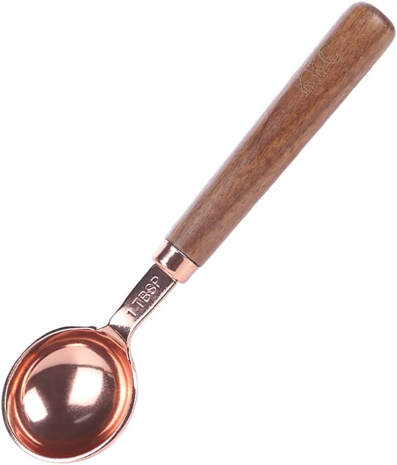 KKC HOME ACCENTS 1 Tbsp Measuring Spoon Rose Gold Short Wooden Handle 15ml