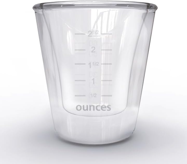 Rattleware Double Wall Graduated Glass Espresso Shot Measuring Cup (3 Oz) - Premium Glass Construction for Precision and Stability