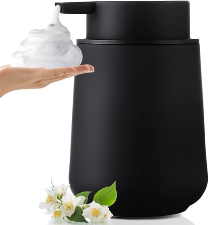 Plastic Soap Dispenser Foaming 11 oz Refillable Foam Bottle for Bathroom & Kitchen Countertops Matte Black