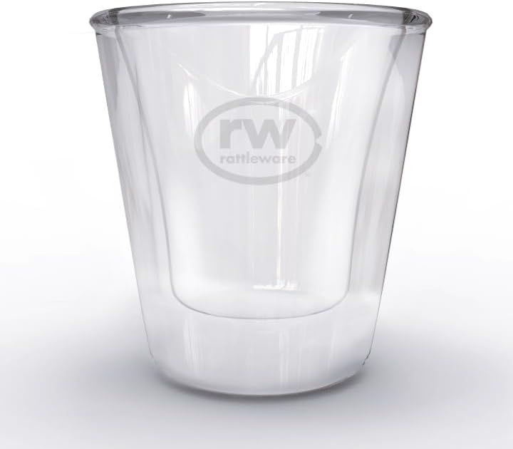 Rattleware Double Wall Graduated Glass Espresso Shot Measuring Cup (3 Oz) - Premium Glass Construction for Precision and Stability