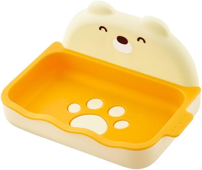 1 Piece Children's soap Box, Suitable for Shower, Bathroom, Kitchen, Bathtub, Cartoon soap Box, no Need to Punch Installation (Yellow)