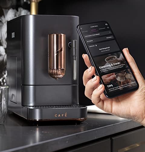 Café Affetto Automatic Espresso Machine + Milk Frother, Built-In & Adjustable Espresso Bean Grinder, One-Touch Brew in 90 Seconds, Matte Black
