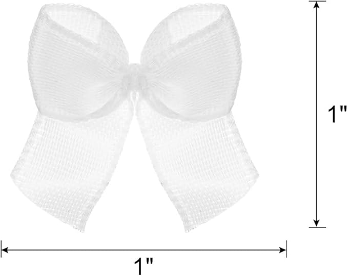 MECCANIXITY 50Pcs Mini Ribbon Bow 1" Mini Fabric Satin Ribbon Flower Bows for Craft DIY Sewing Wedding Birthday Party Gift Wrap Bows Wood White