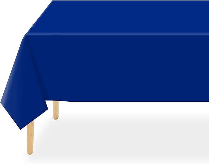 QIKSION Royal Blue Plastic Table Cloth Disposable 3 Pack, 54 x 108 Inch Tablecloths for Party, Graduation, Patriotic, Veterans Day Decorations, Dark Blue Rectangle Table Cover