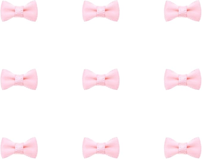 Tupalizy Mini Satin Ribbon Bows Small Craft Sewing Fabric Bows for Christmas Decoration Bow Ties Scrapbook Gift Bags Boxes Greeting Invitation Cards Wedding Party Favor, 20x10mm, 50PCS (Pink)
