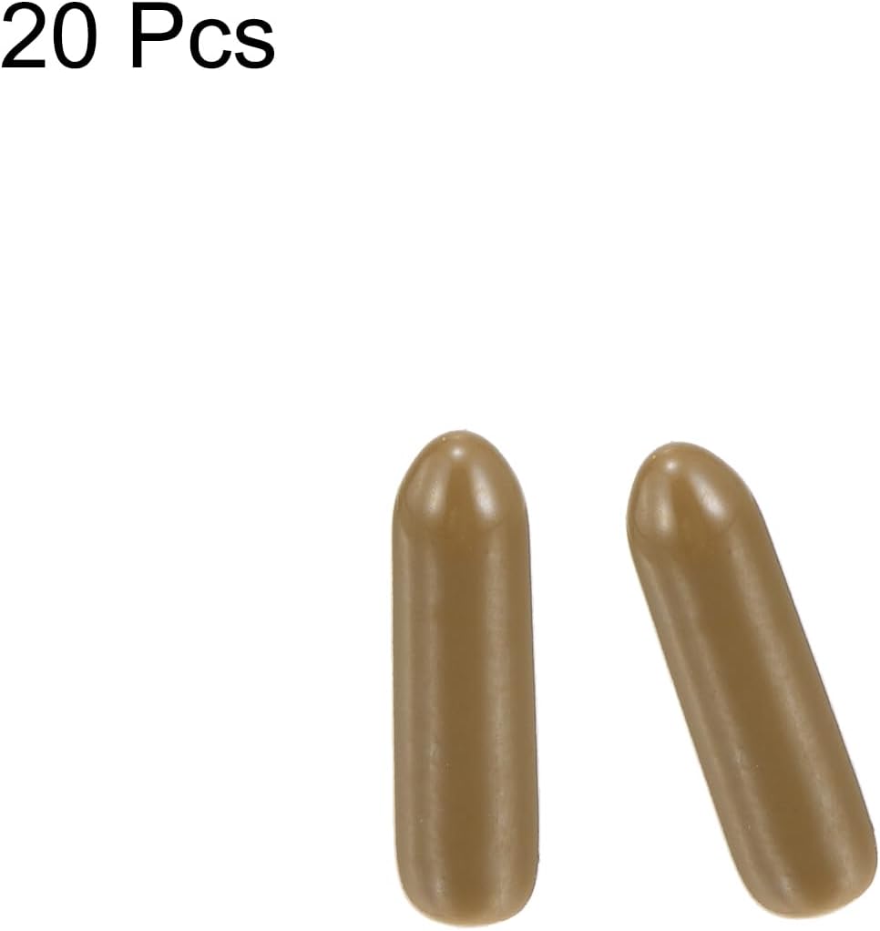 uxcell 20pcs Rubber End Caps 2.5mm ID Vinyl PVC Round Tube Bolt Cap Cover Screw Thread Protectors Light Brown