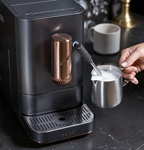 Café Affetto Automatic Espresso Machine + Milk Frother, Built-In & Adjustable Espresso Bean Grinder, One-Touch Brew in 90 Seconds, Matte Black
