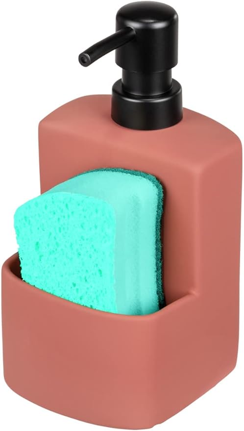 Wenko Washing Up Liquid Festival Lime Green Refillable Soap Dispenser with Easy-Grip Soft-Touch Surface 0.38 L, Ceramic ABS Plastic, red, 10 x 18 x 10 cm