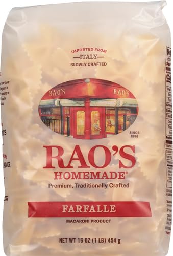 Rao's Homemade Farfalle Pasta, 16oz, Traditionally Crafted, Premium Quality, From Durum Semolina Flour, Imported from Italy, 1 Pound