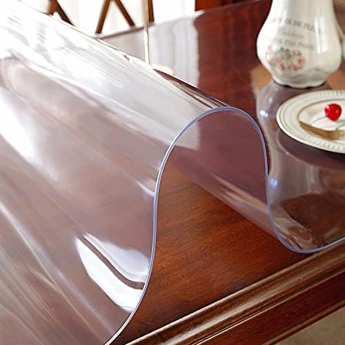 OstepDecor Clear Table Protector 46 x 66 Inch, 2mm Thick Plastic Table Cover, Waterproof PVC Clear Table Cover Protector, Desk Protector Mat, Writing Desk Pad for Desktop, Coffee & Dining Room Table
