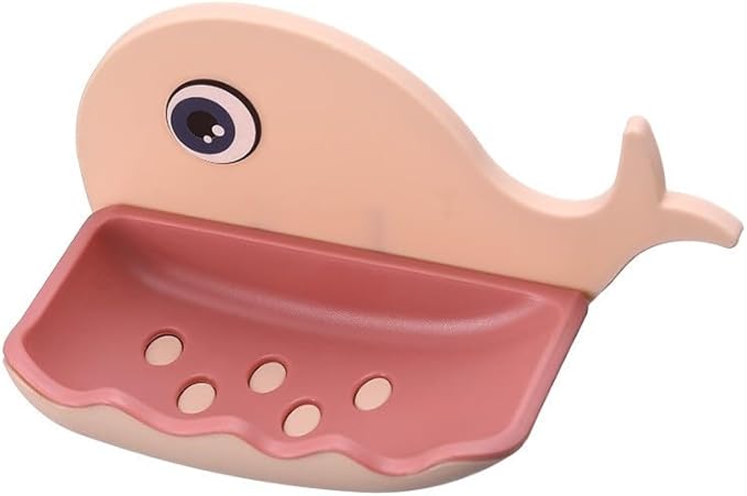 1 piece Children's soap Box, Suitable for Shower, Bathroom, Kitchen, Bathtub, Cartoon soap Box, no Need to Punch Installation (Pink)
